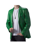 Leather Lambskin Formal Stylish Men&#39;s Blazer Green Two Button Handmade G... - $2,457.01 MXN+