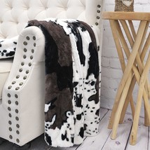 Home Soft Things Cow Print Blanket Throws Animal Black White Brown, 50&quot; x 60&quot; - £25.57 GBP