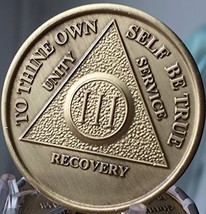 AA Alcoholics Anonymous 3 Year Medallion Chip &amp; Stand Holder Bronze with... - $3.75