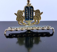 Vintage Judaica Hanukkah Brass Enamel Lamp Jewish Menorah Israel Holy Land - £21.89 GBP