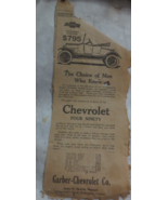 Antique 1920 Chevrolet Chevy Four Nintey Newspaper Advertisement Garber ... - $356.72 MXN
