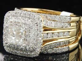 14K Yellow Gold Over Princess Diamond Ladies Engagement Wedding Bridal Ring Set - £94.64 GBP