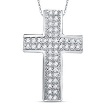 Authenticity Guarantee 
14kt White Gold Womens Round Diamond Cross Pendant 1/... - £398.37 GBP