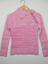 Vintage Colour Eighteen Pink Turtleneck Sweater Cute Leather Buttons Lar... - £20.02 GBP