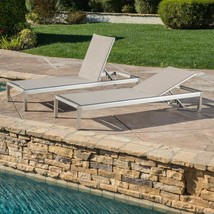 Holborn Outdoor Modern Gray Mesh Chaise Lounge With Wheels (Set Of 2) - $912.27