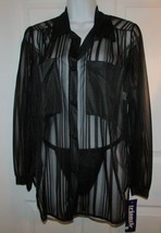 Black Sheer Striped Night Shirt Sleepshirt Panty Set ~ S,M,L ~ Great Gift ~ NWT - £17.29 GBP