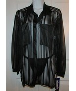 Black Sheer Striped Night Shirt Sleepshirt Panty Set ~ S,M,L ~ Great Gift ~ NWT - $21.99
