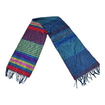 Softer Than Cashmere Scarf One Size in Colorful Stripes Blue Green Red S... - £14.68 GBP