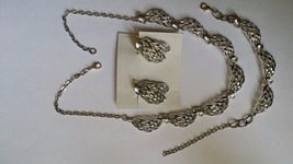 Japan Set Silver Tone Earrings Bracelet Necklace Vintage New Old Stock - $19.00