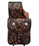 Genuine Leather Western Trail Tooling Carving Horse Saddle Bag - $125.00