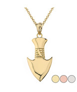 10K Solid Gold Arrowhead Rock Stone Shape Pendant Necklace - Yellow, Ros... - £87.36 GBP+