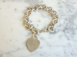 Womens Vintage Estate Sterling Silver Tiffany &amp; Co Dogtag Heart Bracelet... - £143.19 GBP