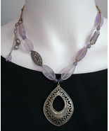 Silpada Necklace Amethyst Sterling Silver Teardrop Pendant Silk Retired ... - £35.34 GBP