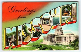 Greetings From Missouri Large Big Letter State Postcard 1946 Curt Teich Vintage - £7.21 GBP