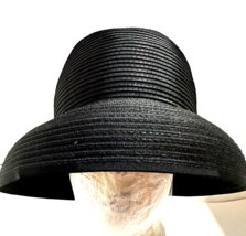 Frank Olive Women&#39;s Ribbon Braid black Sunhat Derby Hat Vintage - £58.99 GBP