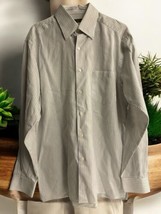 Ermenegildo Zegna Long Sleeve Blue Tan Striped Dress Shirt Men&#39;s Size 42... - $29.47