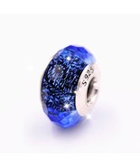 Top Winter 925 Silver Blue Fascinating Iridescence Faceted Murano Glass ... - £9.76 GBP