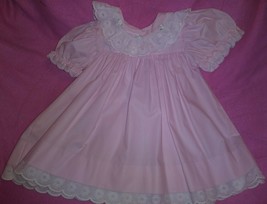 Vtg Peaches N Cream  Light Pink Vintage Smocked Baby Girls Dress Sz 18 M... - £34.34 GBP