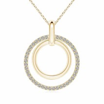 ANGARA Diamond Double Circle Pendant Necklace in 14K Gold (Grade-KI3, 0.25 Ctw) - £625.72 GBP
