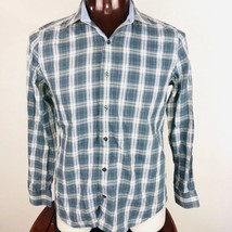 Black  By Saks Fifth Avenue Mens Medium M Modern Classic Fit Plaid Shirt - $14.39