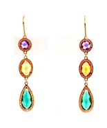 Rebecca Rose Gold Plated Earrings with MultiColor Drop Crystals - £142.22 GBP