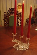 Art Deco Elegant Clear Glass Pair of Compatible with Candlesticks, 3 Lig... - $21.55