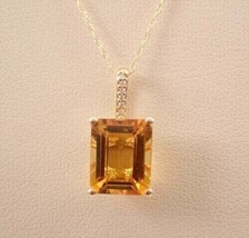 4 Ct Emerald Cut Simulated Citrine Drop Pendant Jewelry Gift 925 Sterling Si1ver - £38.76 GBP