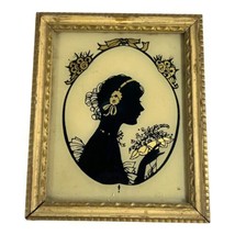 Vintage Reverse Painted Silhouette Reliance Baby&#39;s Breath Lily of Valley Bouquet - £25.87 GBP