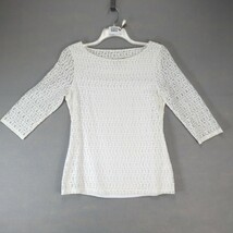 Banana Republic Geometric Lace Overlay Blouse Women&#39;s 10 Boat Neck 3/4 S... - $20.00