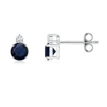 ANGARA Blue Sapphire Stud Earrings with Diamond in Silver for Women (4mm) - $379.05+
