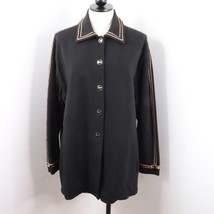 Vintage St. John Sport Women&#39;s M Cotton Stretch Button-Up Jacket w/ Piping - £37.77 GBP