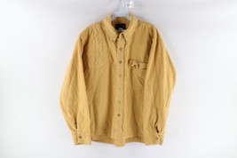Vintage 90s Mens XL Faded Hunting Shooting Chamois Cloth Button Shirt Yellow - £50.58 GBP