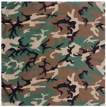 New Large Camouflage Woodland Camo Military Jumbo Bandana 27 In. X 27 In. - $11.49