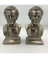 VINTAGE BRASS ABRAHAM LINCOLN PAIR OF PM CRAFTSMAN USA MADE BOOKENDS - $56.10
