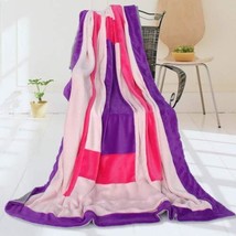 Onitiva - [Violet Love] Soft Coral Fleece Patchwork Throw Blanket (59 by... - £37.96 GBP