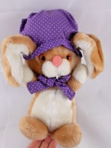 Applause August Bunny Rabbit Plush Bonnet 9 Inch Tall 1981 Stuffed Animal toy - $8.05