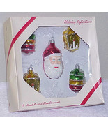 Vintage Glass Christmas Ornaments NOS - Santa Face &amp; 4 Lanterns IOB - £7.99 GBP