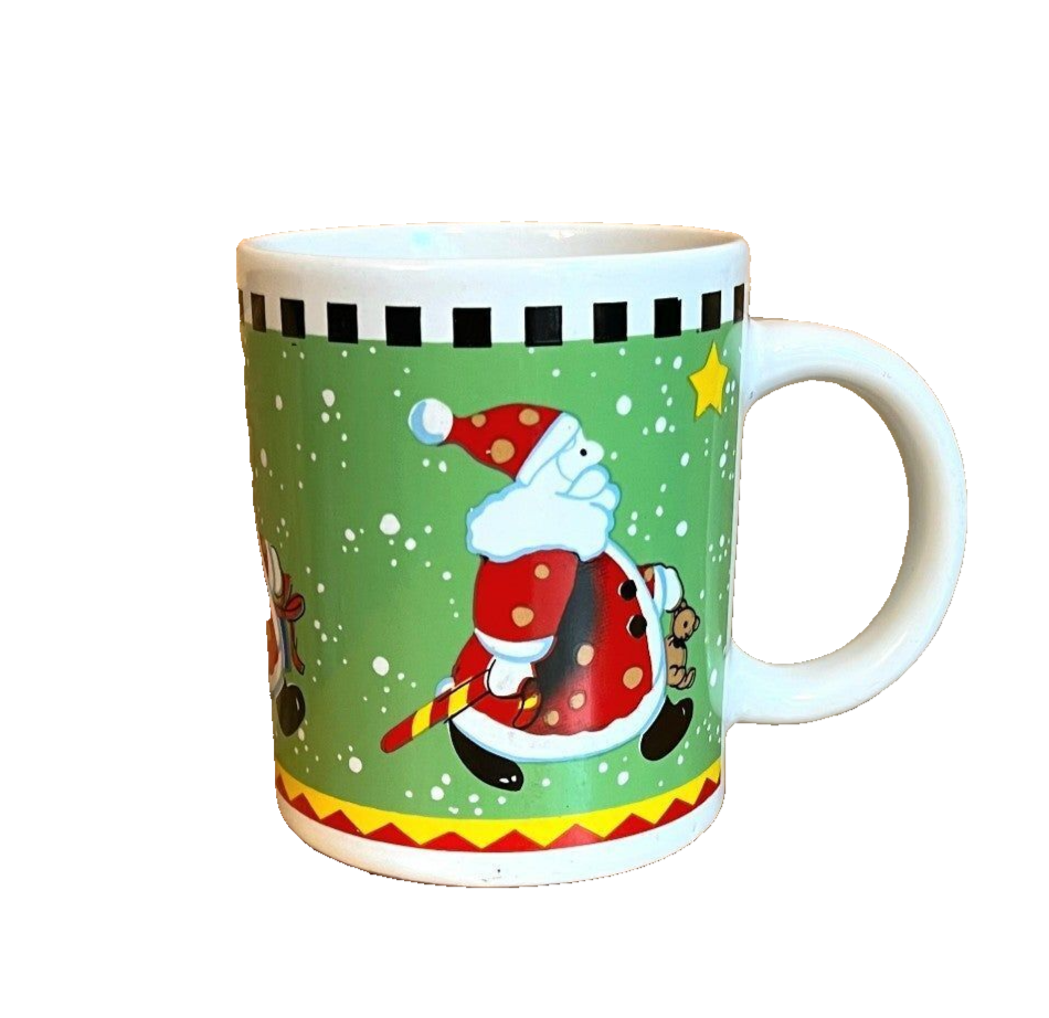Santa and Stars Coffee Cup Mug 8 oz Finest Ceramics - £15.03 GBP