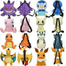 Pokemon Backpack Plush Bag Eevee Gengar Snorlax Mimikyu Mew Schoolbag Kid Gift - £23.55 GBP+