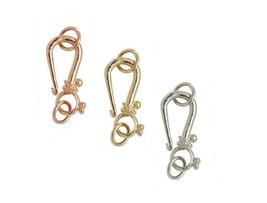 1 pcs 14K Solid Yellow Pink White Gold  Bali Hook  Eye Clasp  Set with J... - $112.26