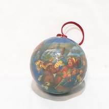 Vintage JC Penney Ball Paper Mache Victorian Scene Carolers Singing Ornament 2&quot; - £11.45 GBP