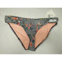 Gibson Latimer  Ruffle Bikini Bottom   Gray stripes with floral pattern - S - $27.38