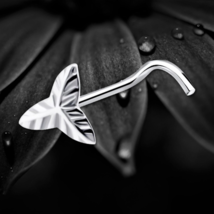 925 Sterling Silver Detailed Leaf Nature Nose Stud Screw Pin Jewellery Gift - $8.81