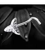 925 Sterling Silver Detailed Leaf Nature Nose Stud Screw Pin Jewellery Gift - $166.98 MXN