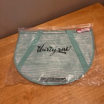 Thirty One 31 Round Utility Tote Bag- Miami Stripe - Green Teal - Double... - $29.69