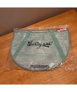 Thirty One 31 Round Utility Tote Bag- Miami Stripe - Green Teal - Double... - $29.69