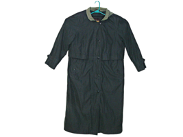 FS Limited Button Up Hooded Trench Coat Jacket Dark Green Light Suede Li... - £33.82 GBP