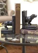 Dachshund Dog Bookend Set 5.1" High Deep Brown Color Poly Stone Library Books  image 2