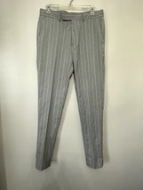 ASOS Men&#39;s Gray White Striped Skinny Crop Pants Button/Zip 32X34 NWOT - £24.93 GBP