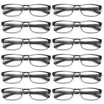 12 PK Mens Rectangular Blue Light Blocking Reading Glasses Spring Hinge Readers - £23.92 GBP